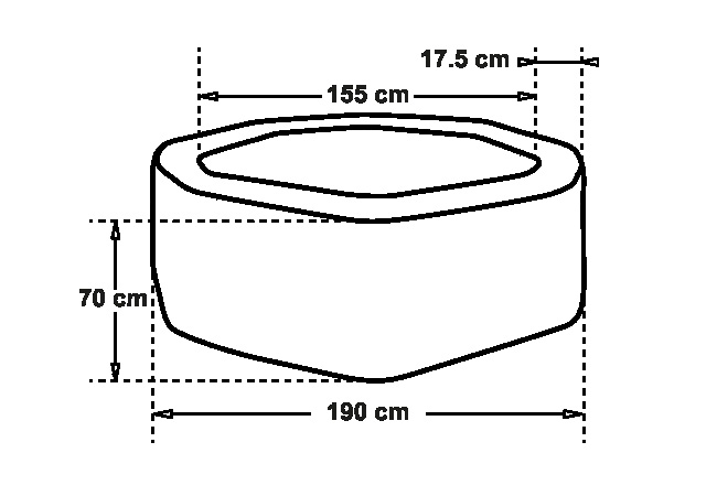 dimensiones de jacuzzi hinchable Netspa 190cm x 70 cm x 155cm